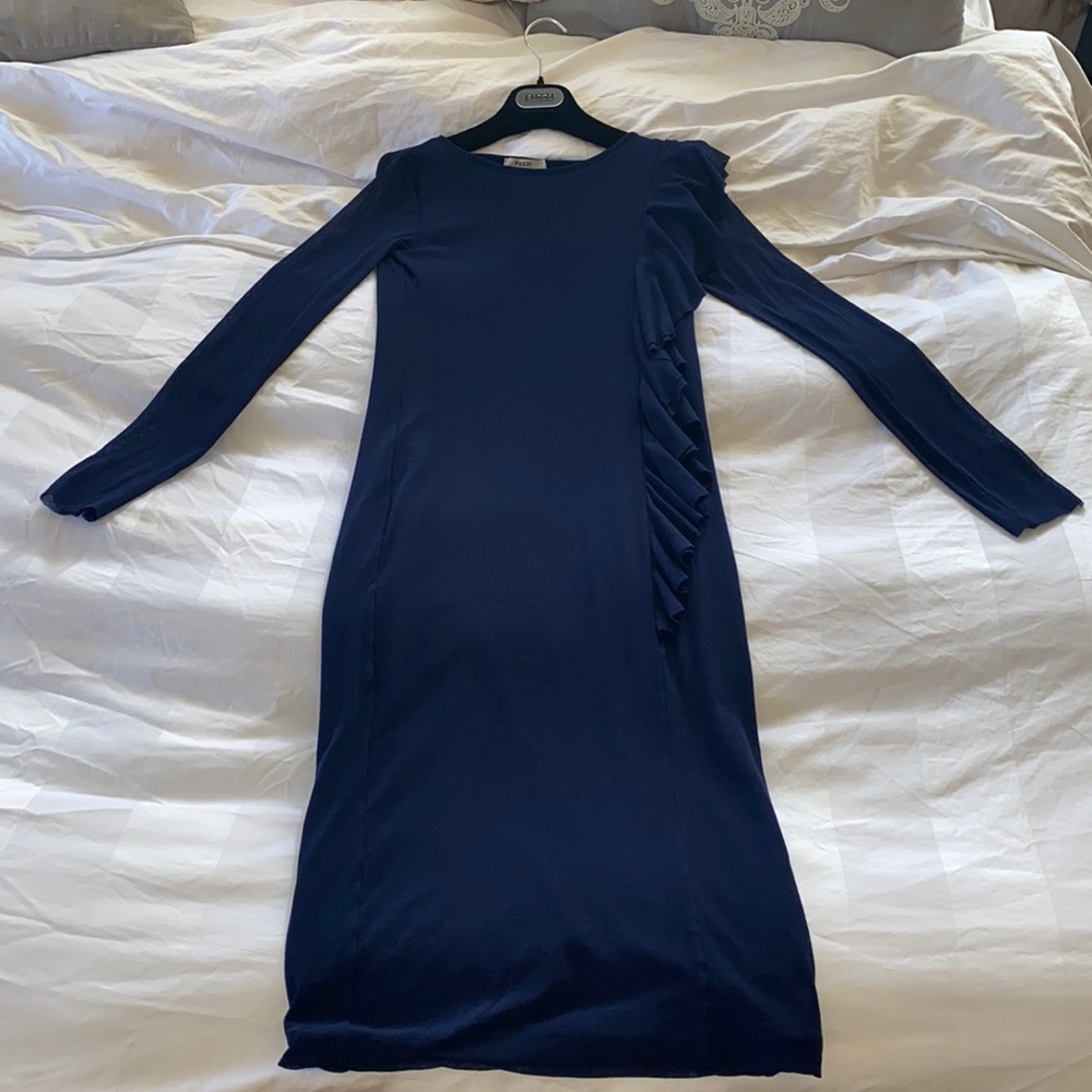 Fuzzi Royal Navy Blue sheer dress sz L
